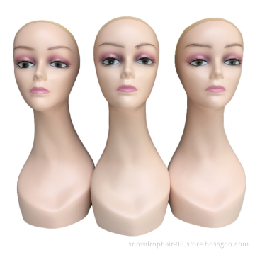 Custom made dark skin pretty mannequin head with shoulders with layered lashes 3d lash head mannequin head for hat